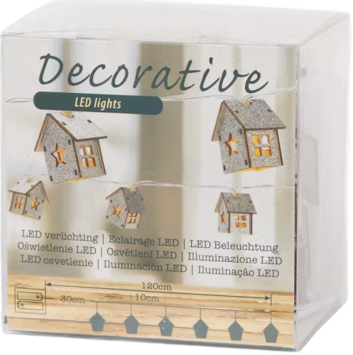 Zimowy łańcuch świetlny 10 LED brokatowe domki 120 cm srebrny.png