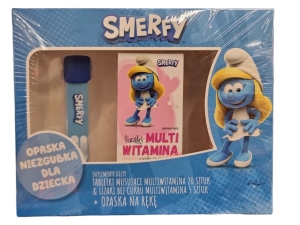 Zestaw suplementów diety dla dzieci  + opaska na rękę Smerfy niebieskie