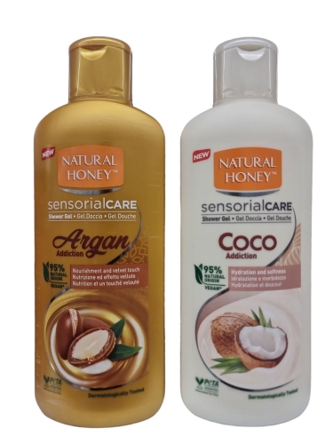 Zestaw Żeli pod prysznic z Naturalnym Miodowym Olejkiem ARGANOWYM i KOKOSOWYM 2x650ml
