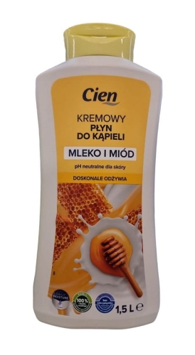 Cien Kremowy płyn do kąpieli Mleko i miód 1,5 L neutralne pH.jpg