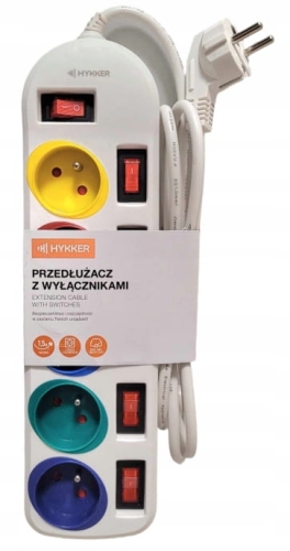 Listwa przedłużacz z włącznikami multikolor 1,5 m 5 gniazd Hykker.jpg