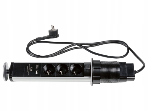 Listwa Zasilająca Chowana Podblatowa Aluminiowa ROWI 3 GN + 2 x USB 1,5m.jpg