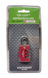 Kłódka zamek na szyfr do bagażu z systemem TSA Lock czerwona