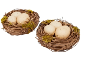 Dekoracyjne Gniazdka z jajkami Wiosna Wielkanoc 2 szt brązowe