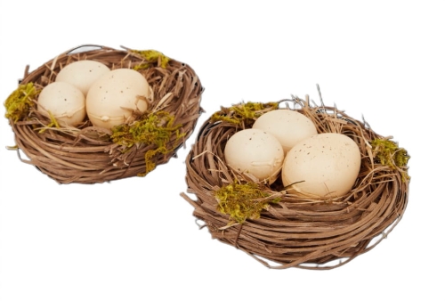 Dekoracyjne Gniazdka z jajkami Wiosna Wielkanoc 2 szt brązowe.jpg
