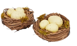 Dekoracyjne Gniazdka z jajkami Wiosna Wielkanoc 2 szt żółte