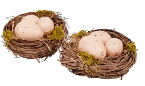 Dekoracyjne Gniazdka z jajkami Wiosna Wielkanoc 2 szt różowe.jpg