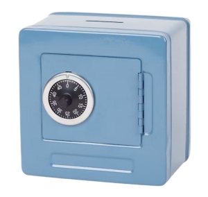 Mini sejf zamkiem szyfrowym 13,5 x 11 x 13,5 cm metal Niebieski