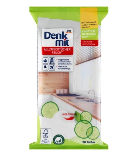 Denkmit Nawilżane ściereczki o zapachu limonki i bazylii uniwersalne 50 szt.jpg