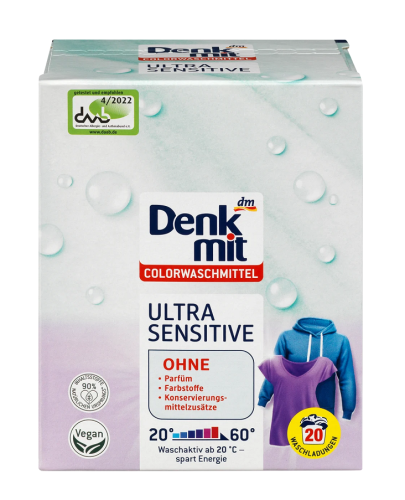Denkmit Proszek do prania tkanin kolorowych Ultra Sensitive 20 prań 1,35 kg.png