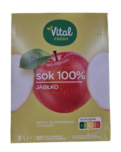 Sok jabłkowy 100% mętny bezpośrednio tłoczony 3L karton Vital Fresh.jpg