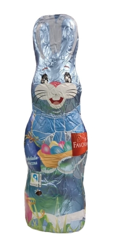 Favorina Figurka Wielkanocny Zajączek z czekolady mlecznej 125g niebieski.jpg