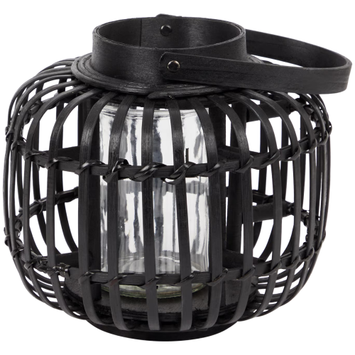 Latarenka lampion Bambusowy 25 x 22cm Czarny.png