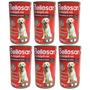 Karma dla psów dorosłych z wołowiną Bellosan  6 x 1,25 kg