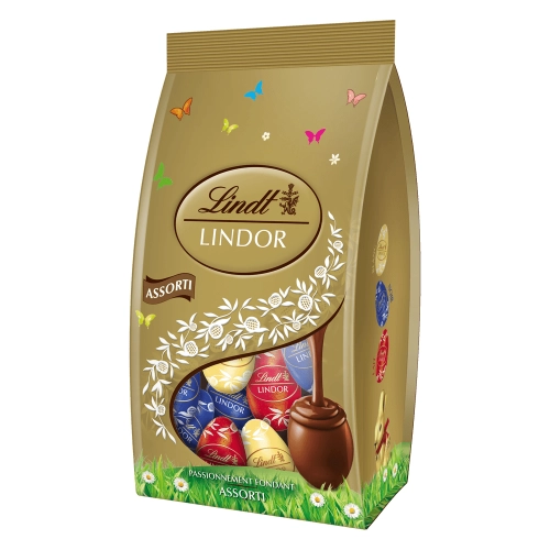 Lindt praliny wielkanocne jajeczka czekoladowe mieszane złote 180g.webp