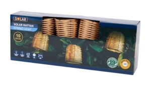 Oświetlenie ogrodowe solarne sznur imitacja rattanu 560 cm 10 lampek