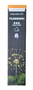 Lampa solarna wbijana Fajerwerki 120 LED ciepłe białe światło Dekra