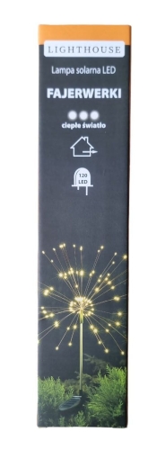 Lampa solarna wbijana Fajerwerki 120 LED ciepłe białe światło Dekra.jpg