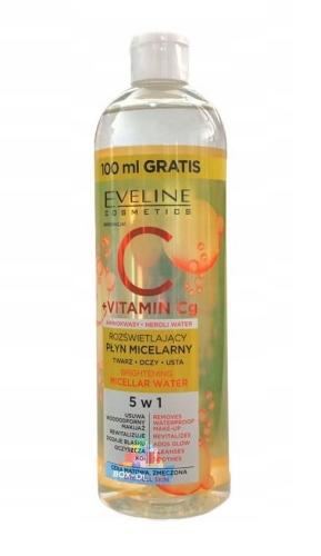 Eveline Cosmetics Rozświetlający płyn micelarny 5w1 vitamin C + Cg 500 ml.JPG