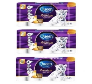 Papier toaletowy Queen Premium Cotton  4 warstwowy 3x10 rolek