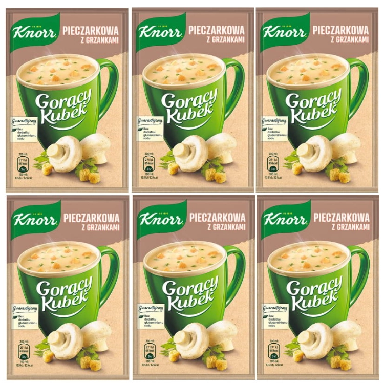 Knorr Gorący kubek Pieczarkowa z grzankami 15 g 6x