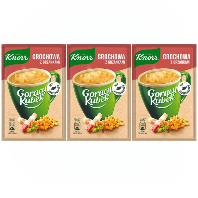 Knorr Gorący kubek Grochowa z Grzankami 21 g  3x