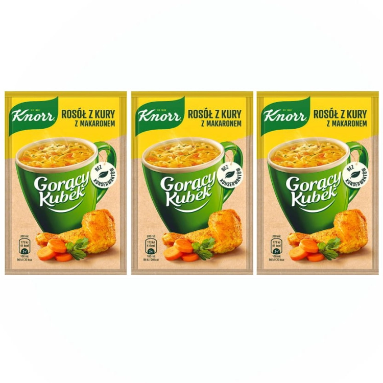 Knorr Gorący kubek Rosół z Kury z Makaronem 12 g 3x