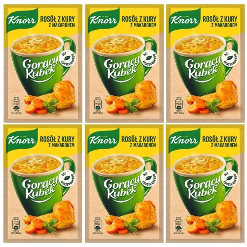 Knorr Gorący kubek Rosół z Kury z Makaronem 12 g 6x