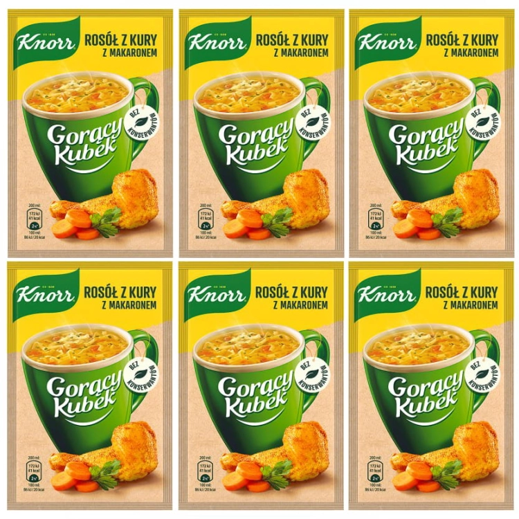 Knorr Gorący kubek Rosół z Kury z Makaronem 12 g 6x