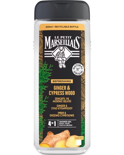 Żel pod prysznic 4w1 dla mężczyzn Imbir LE PETIT MARSEILLAIS 400ml