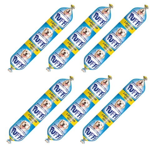 Baton Kiełbasa Karma dla psa z drobiem Puffi 6 x 1kg