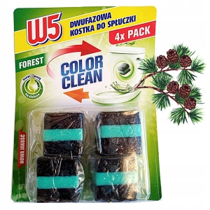 W5 Kostki Krążki tabletki Barwiące do WC Zielone 4 szt.