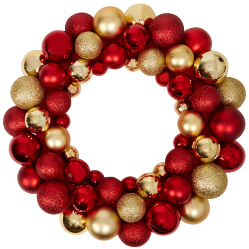 Wieniec świąteczny z bombkami Absolu Chic Ø 35 cm Czerwienie i Złoto