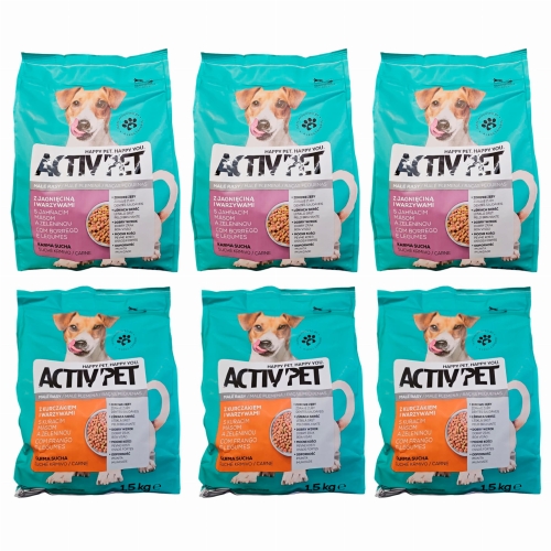 Karma sucha dla psa Małe rasy Mix Smaków 6 x 1,5 kg Activ Pet.jpg