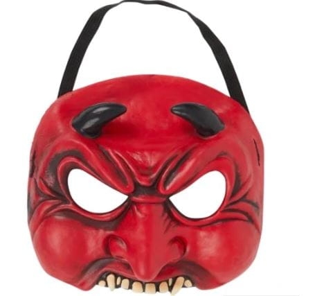 Przerażająca Maska na twarz Czerwony Diabeł lateks Halloween.JPG