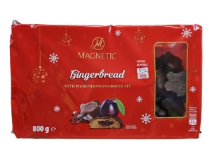 Pierniki Świąteczne z nadzieniem śliwkowym w czekoladzie Magnetic 800g 