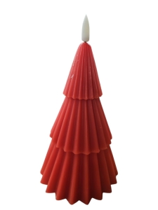Świeca Woskowa Czerwona Choinka Led na baterie 15 cm