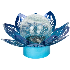 Oświetlenie ogrodowe Lampka lotos Solar 17 x 17 x 9,5 cm  niebieska
