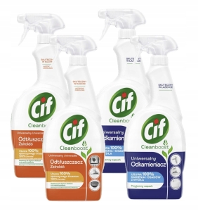 Płyn do mycia odkamieniacz odtłuszczacz Cif Cleanboost Spray 4x750 ml