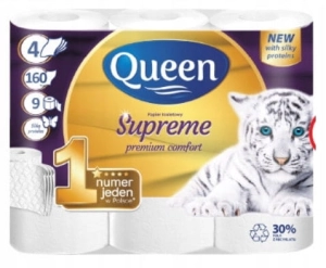 QUEEN Supreme Papier toaletowy PREMIUM 4 warstwowy bezzapachowy 9 rolek
