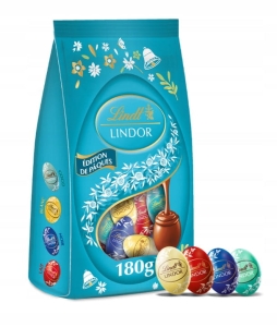 Lindt praliny wielkanocne LINDOR jajeczka z czekolady mlecznej deserowej i białej 180g 