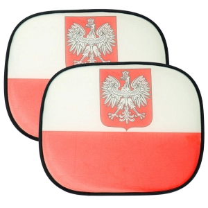 Zasłonki samochodowe przeciwsłoneczne boczne POLSKA 44 x 36 cm 2 szt