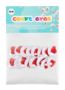 Duże ruchome oczy Oczka Samoprzylepne 16 szt. serca