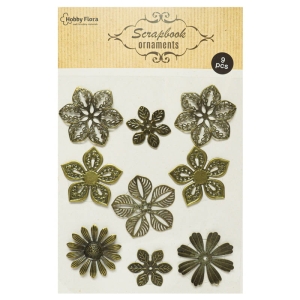 Metalowe rośliny ornamenty 3D zestaw 9 szt Hobby Flora