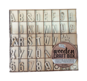 Drewniane litery i cyfry Craft Sensations 117 elementów naturalne