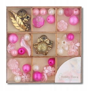 Kolorowe koraliki do rękodzieła bransoletek Hobby Flora Różowe