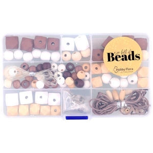 Zestaw Drewniane koraliki Hobby Flora brązowy