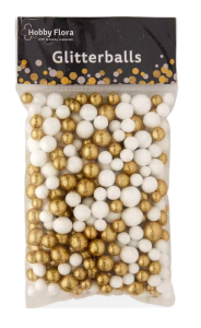 Kulki brokatowe do prac kreatywnych Hobby Flora Biało-złote