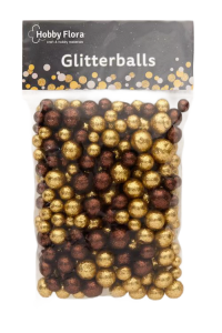 Kulki brokatowe do prac kreatywnych Hobby Flora Brązowo-złote