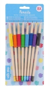Ołówki z kolorowym uchwytem i gumką 8 szt.